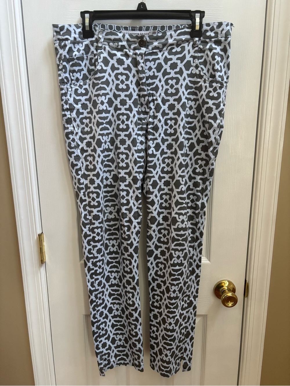 Gretchen Scott Medallion Skinny Jeans/Pants in Charcoal Gray & Blue, Size XL,EUC